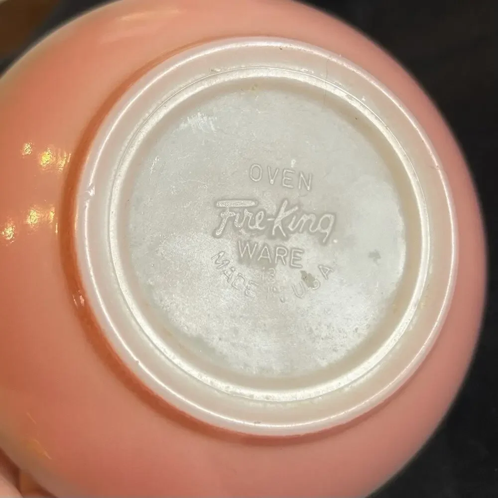 Vintage Anchor Hocking Fire King Fired On Pink Milk Glass Cereal Soup 5
